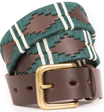 Pioneros Belt Green Double White Stripe