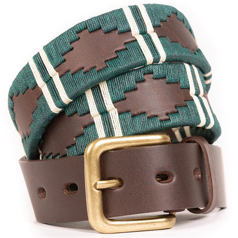 Pioneros Belt Green Double White Stripe