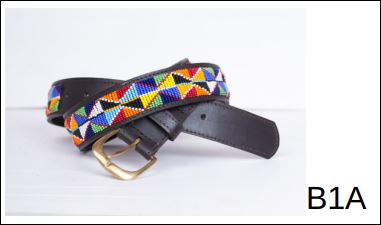 Maasai Leather Belt - Kitenge