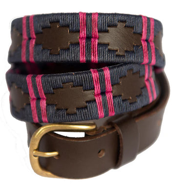 Pioneros Belt Narrow Navy Double Berry Stripe