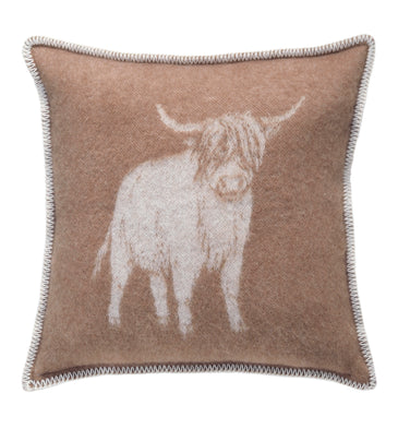 Highland Cow Brown Cushion