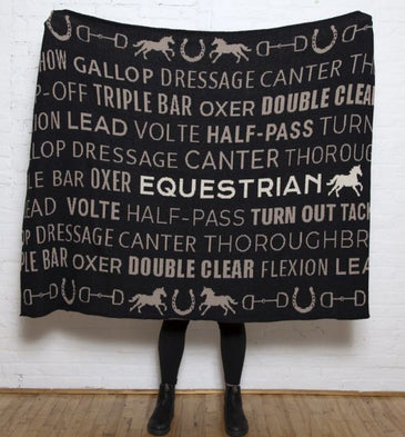 Eco Equestrian Text Throw Black/Hemp/Flax