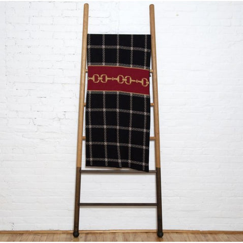 Eco Horse Bit Plaid Throw Black/Pom/Straw