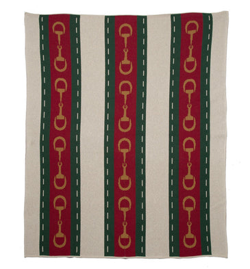Eco Striped Horse Bit Throw Flax/Hunter/Pom/Straw