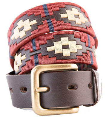 Pioneros Belt Burgundy, Cream, Navy Stripe 127