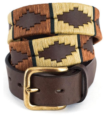 Pioneros Belt Copper, Beige, Green Stripe