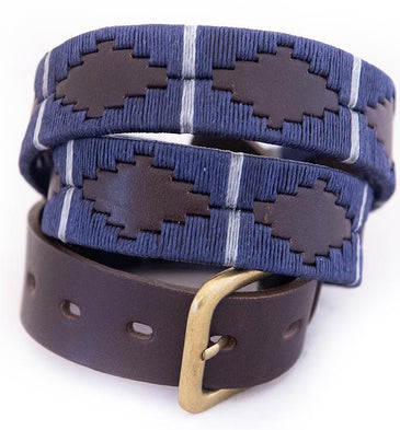 Pioneros Belt Navy/Silver Grey Stripe 121