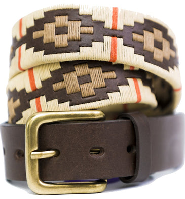 Pioneros Belt Cream, Beige, Orange Stripe
