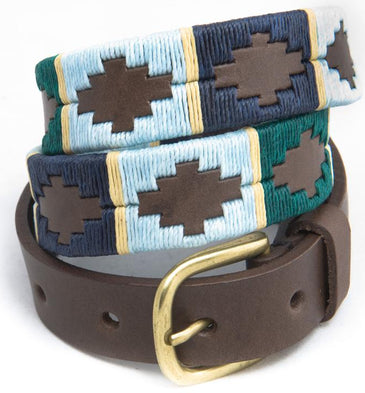 Pioneros Belt Narrow Navy, Pale Blue, Green White Stripe
