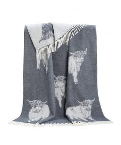Highland Cow Grey Throw